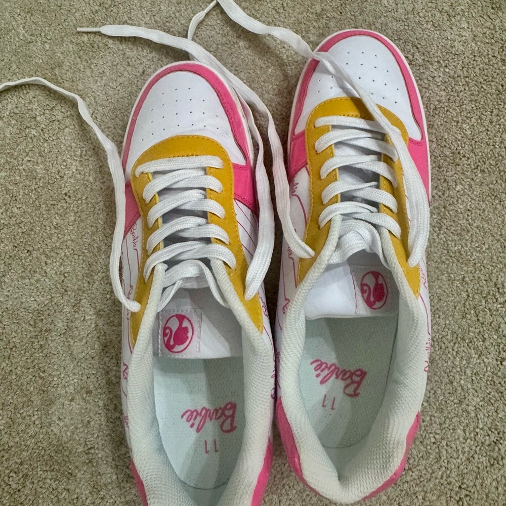 LIKE NEW. Barbie Pink and Yellow Retro Sneakers Hard to find size